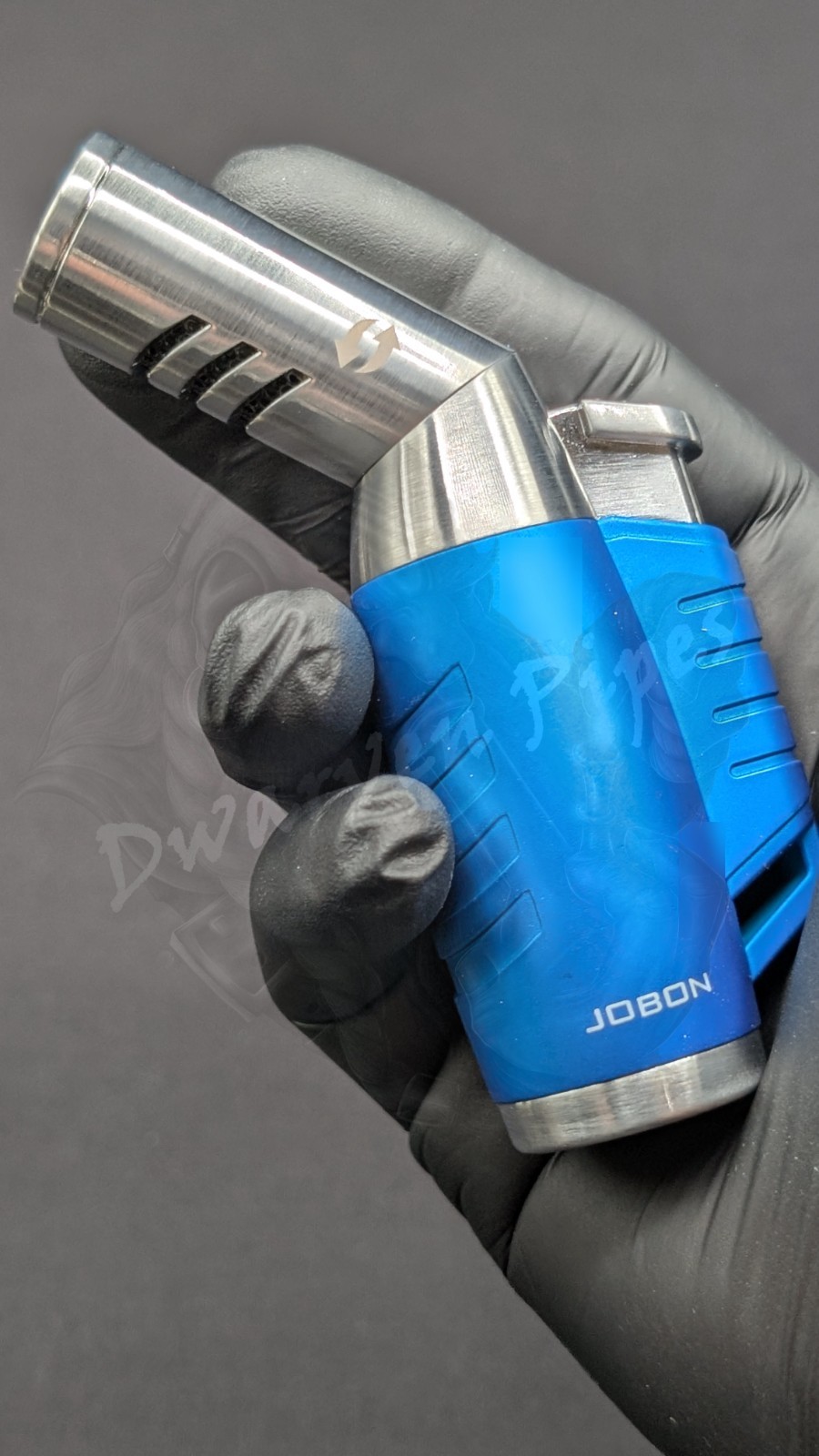 Jobon 3 Jet Torch Butane Lighter with Adjustable Nozzle – Blue
