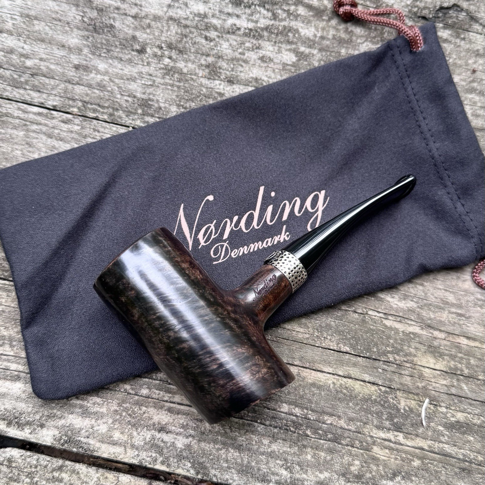 Erik Nording Classic Silver SMOOTH Tall Poker Briar Tobacco Pipe – NEW