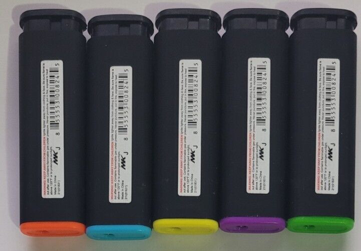 MK Jet WindProof Refillable Butane Cigarette Lighter MultiColor Black 5 Count