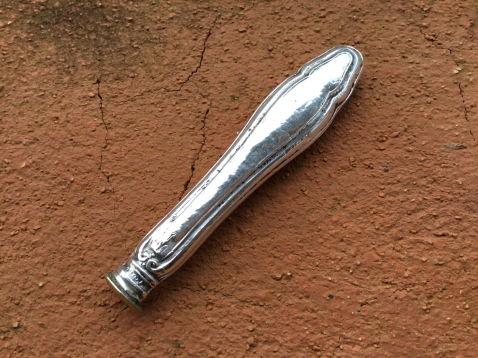 19th Century French Repousse Silver And Bronze Custom Tobacco Pipe Tamper