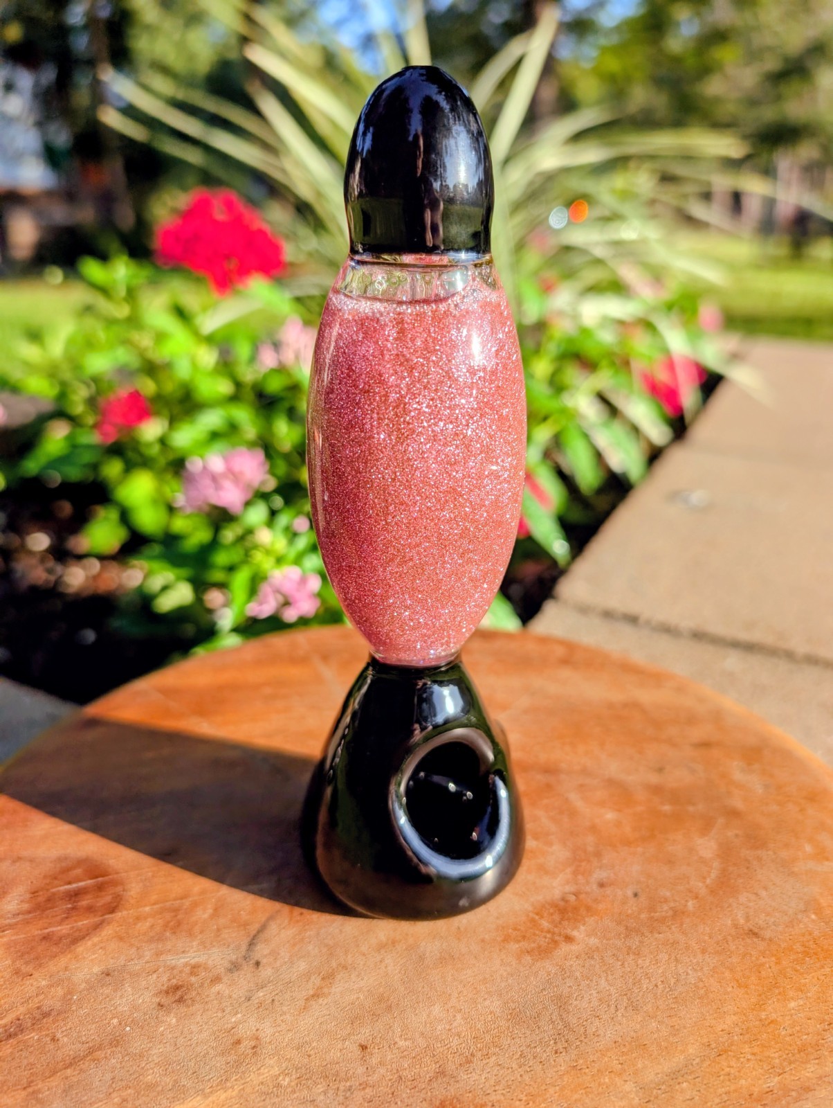 Glass Lava Lamp Tobacco Pipe 4.5″ Freezable Glycerin Glitter Hand Art- Pristin