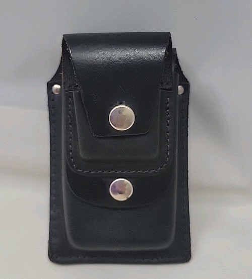 Black Leather Cigarette Case Lighter Pouch Unisex Genuine Leather Case Biker