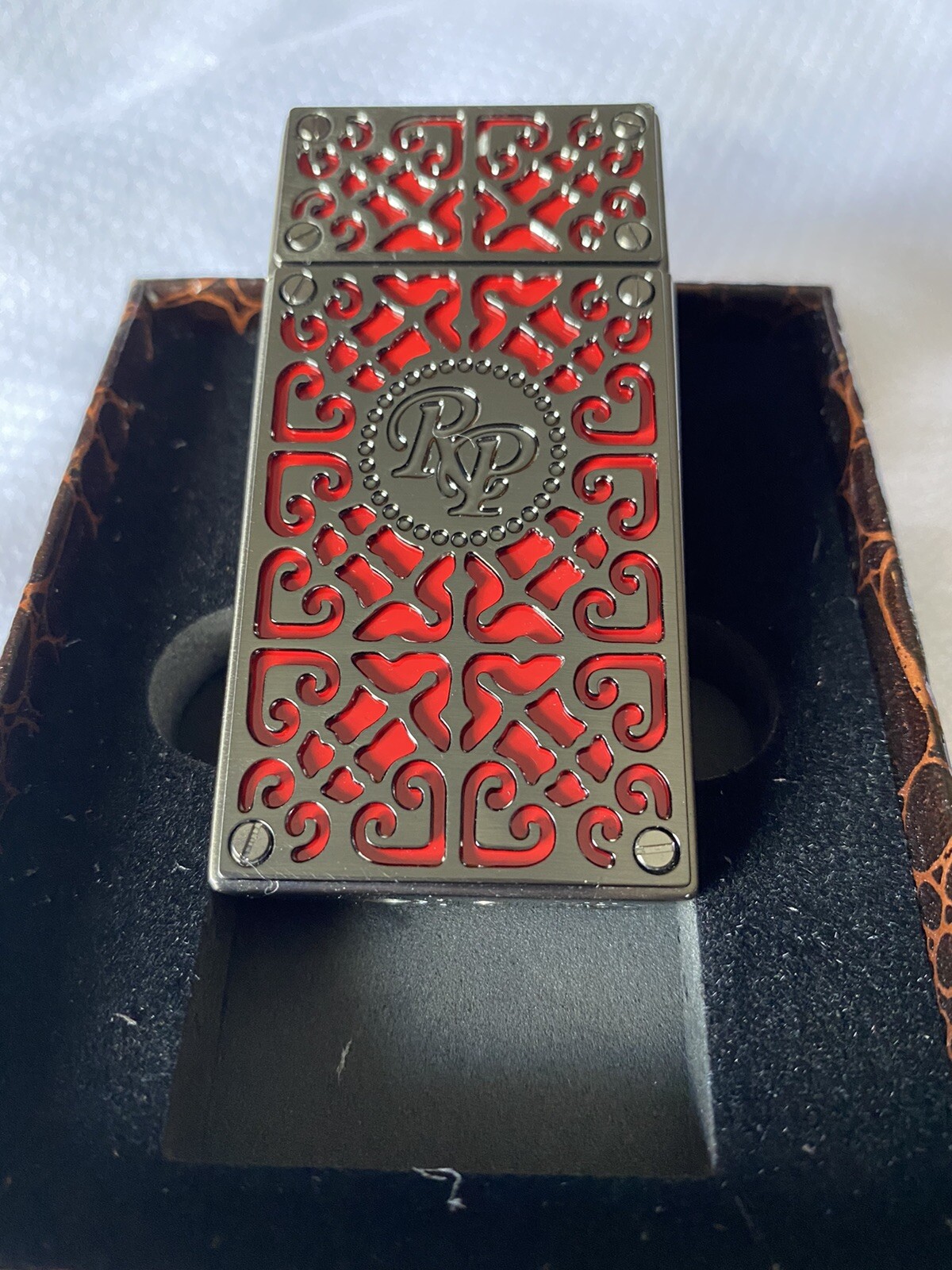 Rocky Patel Burn Double Jet Lighter – Red with Gunmetal Plates – New
