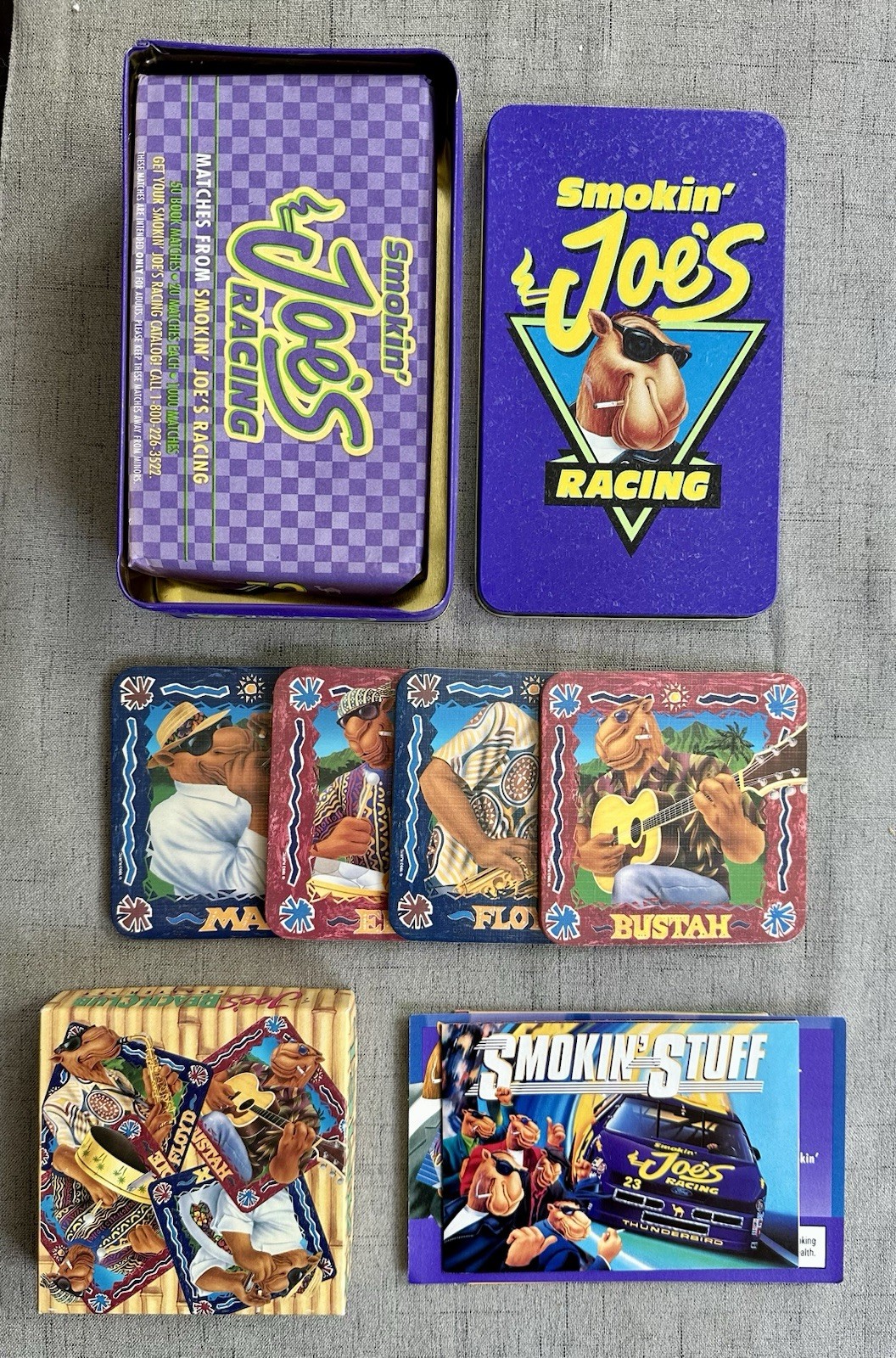 Vintage 1994 Camel Smokin’ Joe’s Racing Tin With Matchbooks + Drink Coaster Set