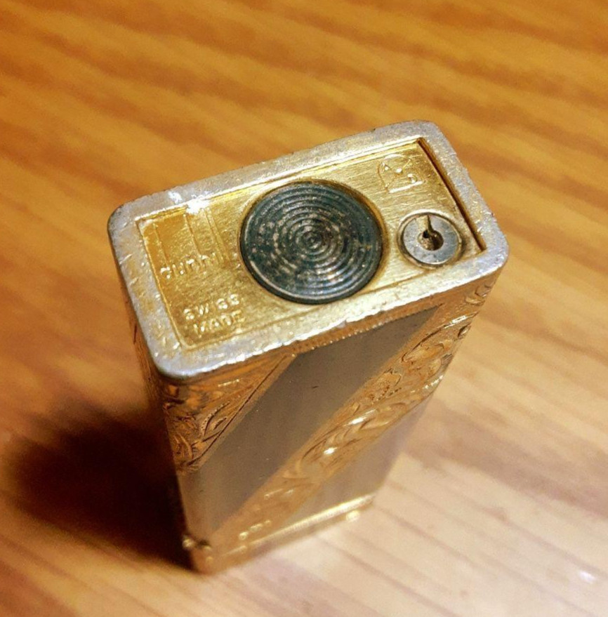 Dunhill RoyKing Gas Lighter Gold & Black Collectible No Box Tested Very Good JP