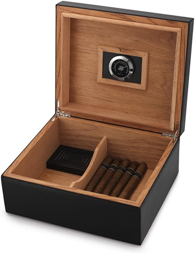 Luxury Desktop Humidor: Spanish Cedar & Leather for Optimal Cigar Freshness