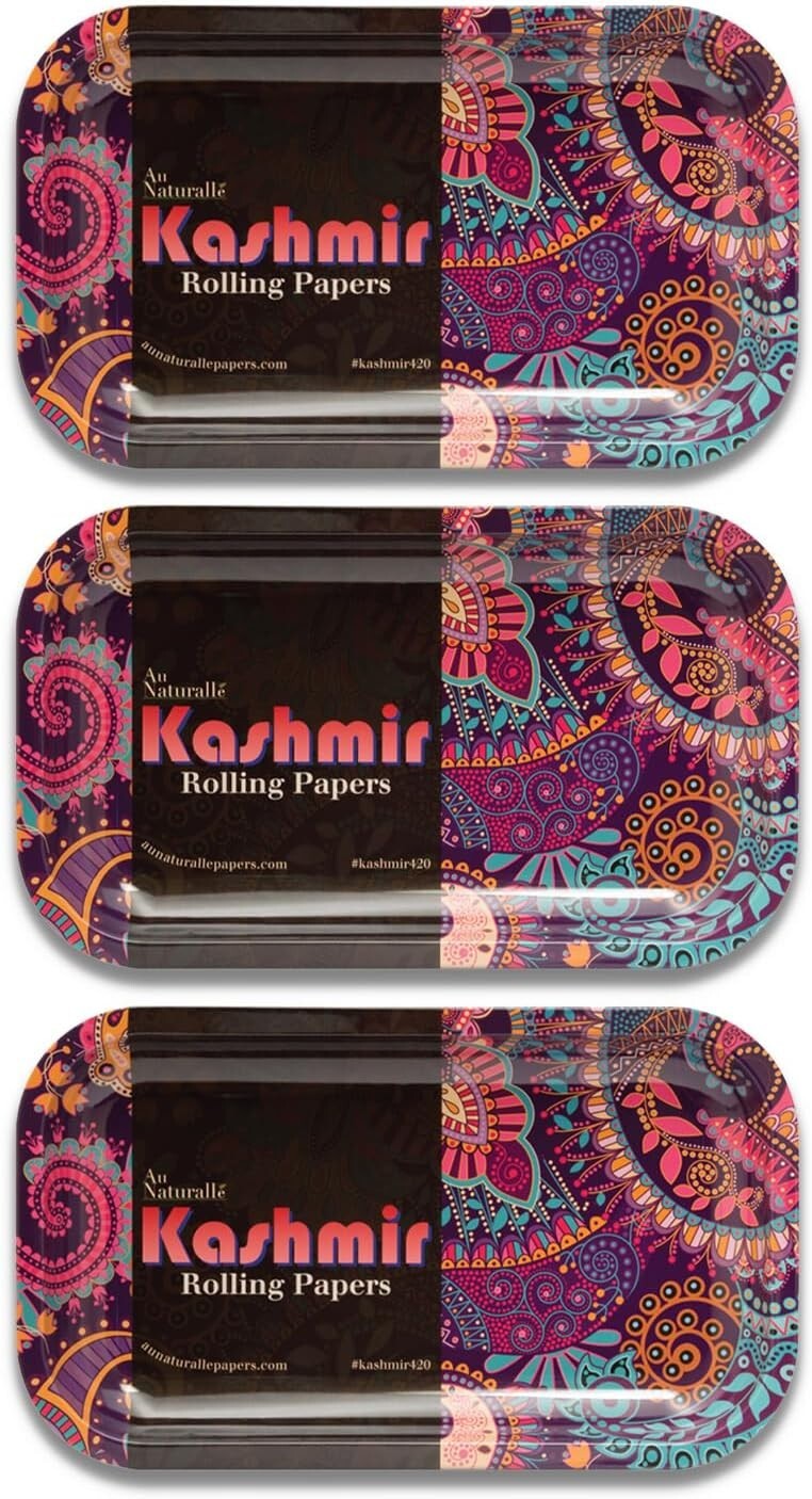 Premium Rolling Tray x 3Ct Metal Cigarette Rolling Tray -10.5×6.25 Small-Kashmir