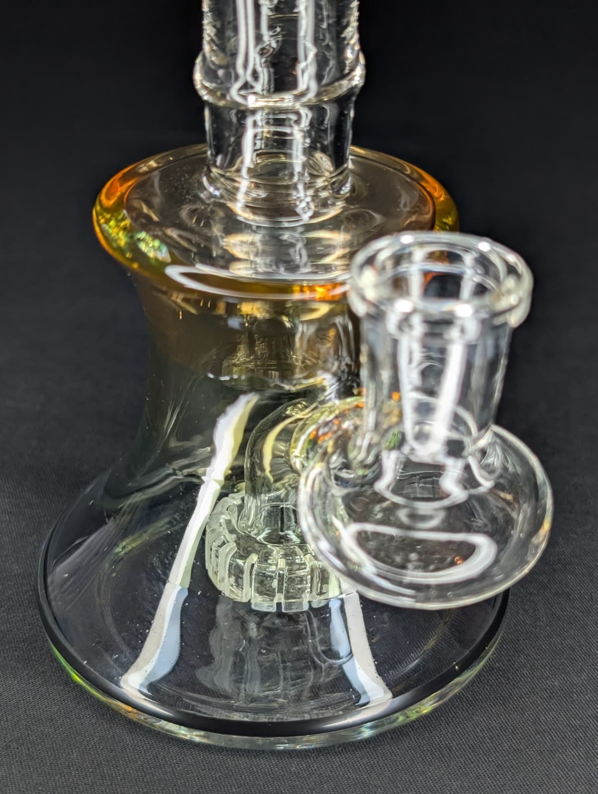 New 7″ Glass Water Pipe Recycler Style Perc Compact Clear Amber Tint