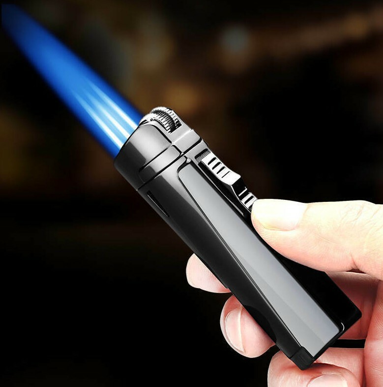 Triple Torch Lighter w/Cigar Punch Windproof gift box In Rainbow