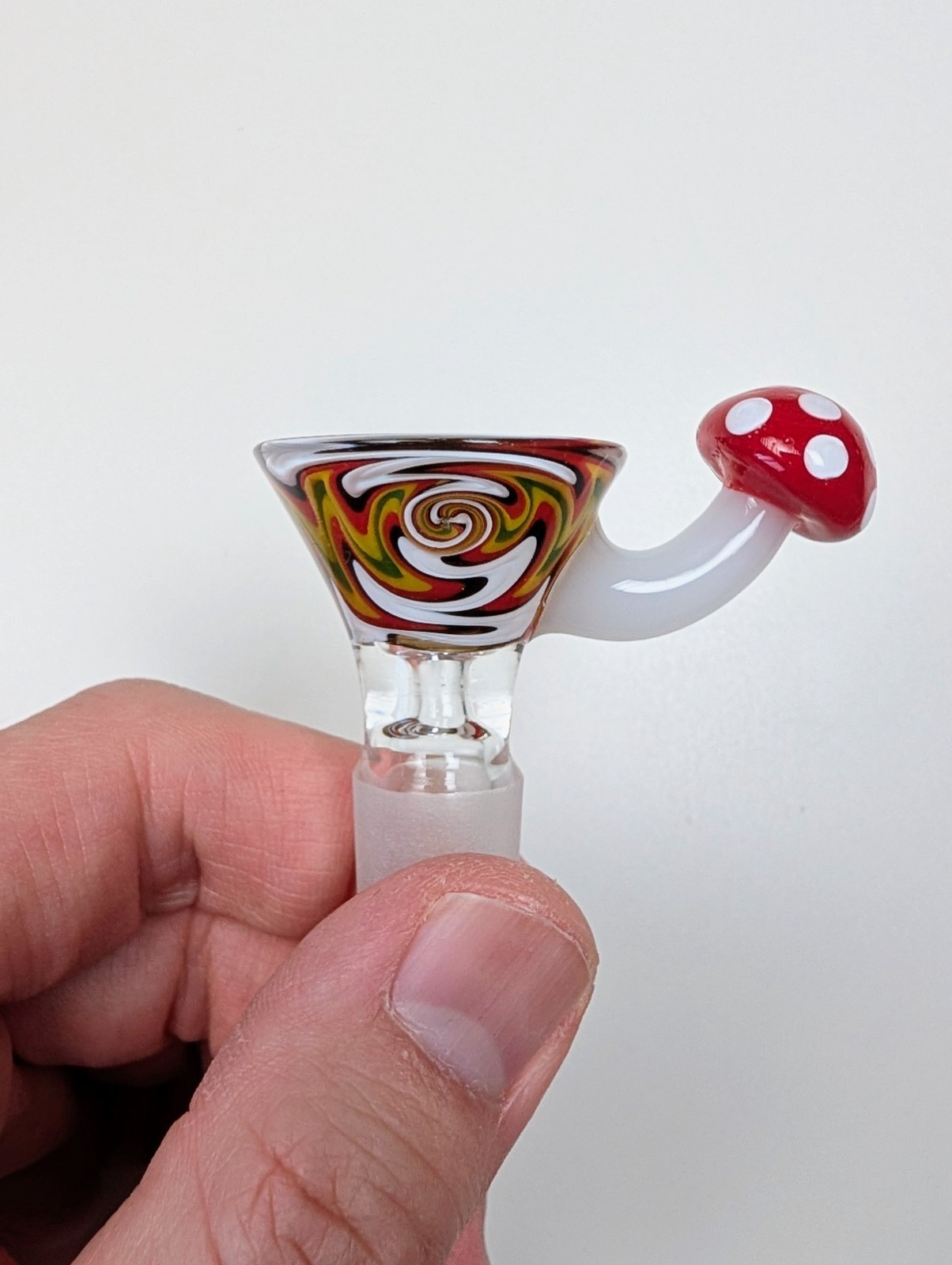 14mm White Widow Mushroom Wig Wag Premium Quality Glass Bowl Slide Bong Pipe
