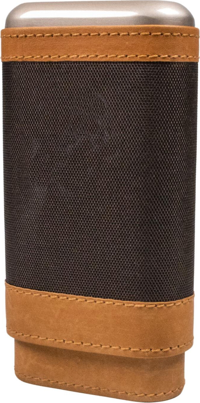3-Piece Cigar Slide Case Leather Brown / 135Mm / 21Mm Inner-Ø / Cedar Wood Inlay