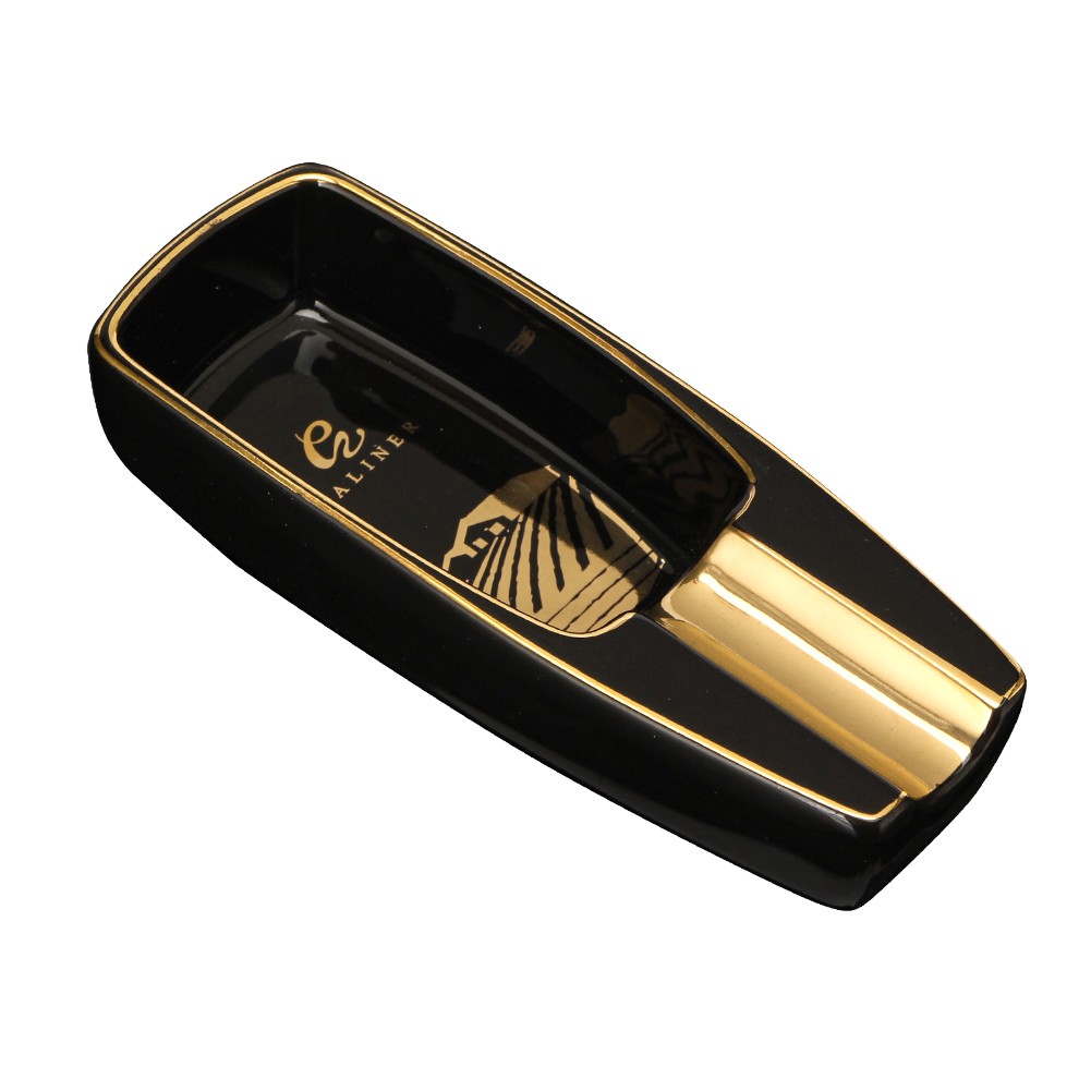 Galiner Black Portable Ceramic Cigar Ashtray Cigar Holder 1 Slot Home Ash Tray