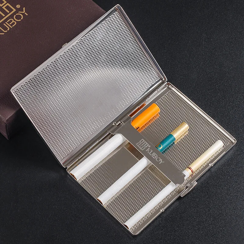 Vintage Classic Stainless Steel Silver Double Sided Cigarette Case Holder Men