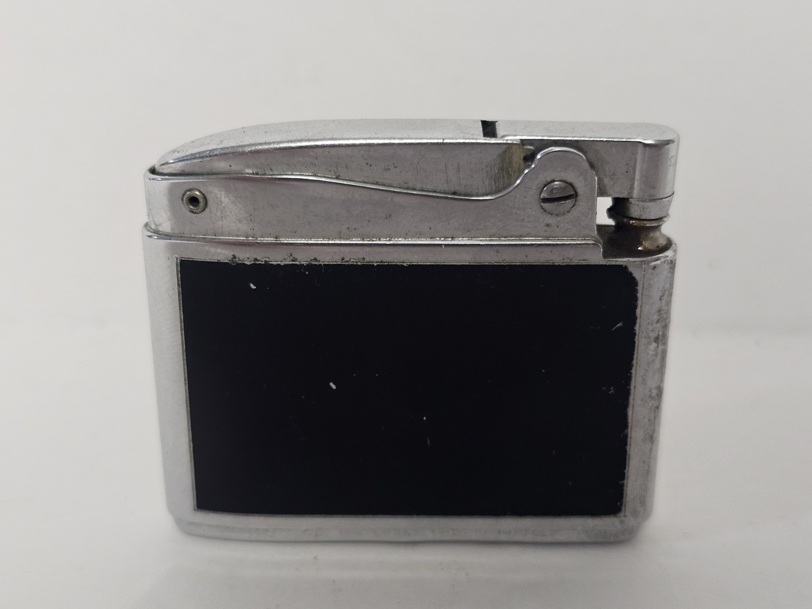 Vintage Ronson NJ Adonis Purple Floral Chrome Black Lighter Engraved