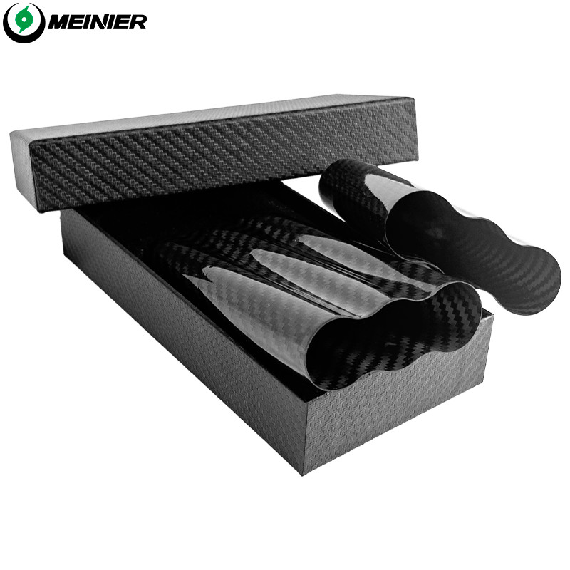 3K Glossy Travel Cigar Case Carbon Fiber Humidor Holder 3 Count W/ Gift Box