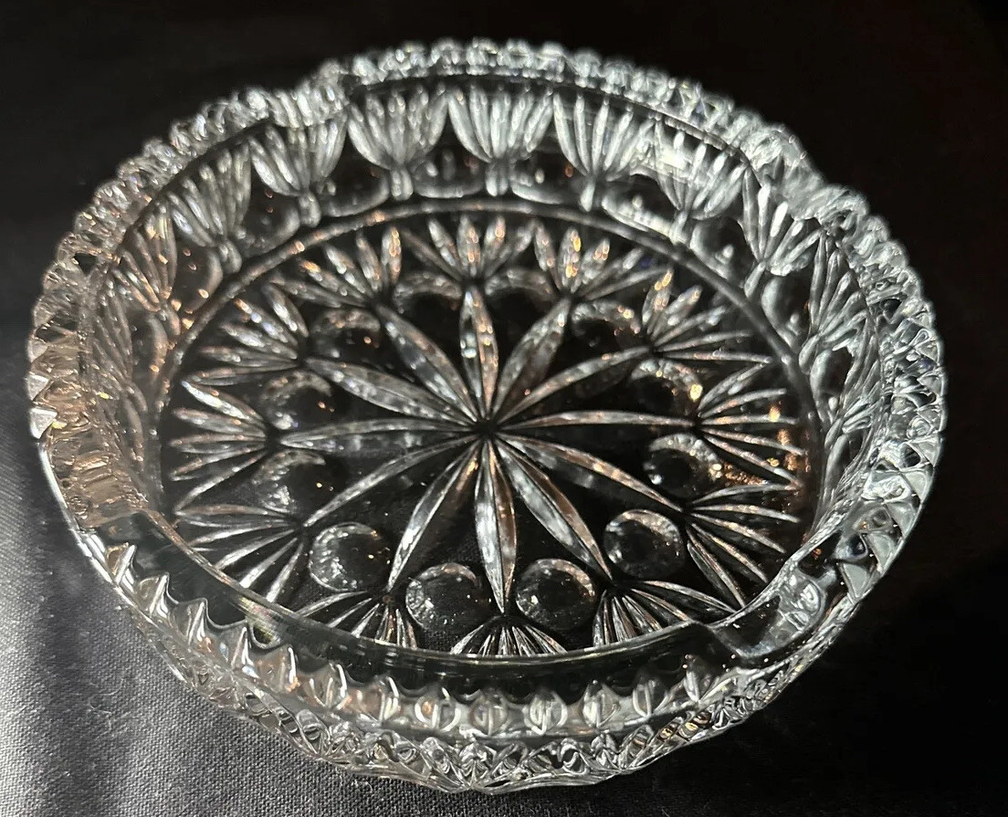 Princess House Ashtray Rainbow Crystal Dish Tobacciana Collectible 6”