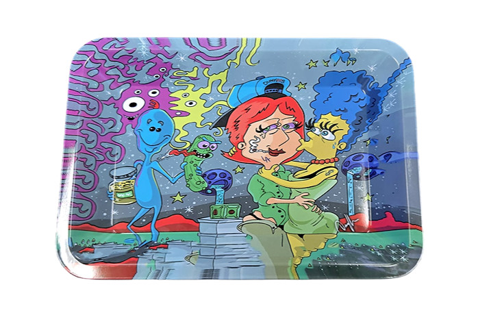 New Metal Rolling Tray – Blue cartoon – Mini – 7″ x 5″