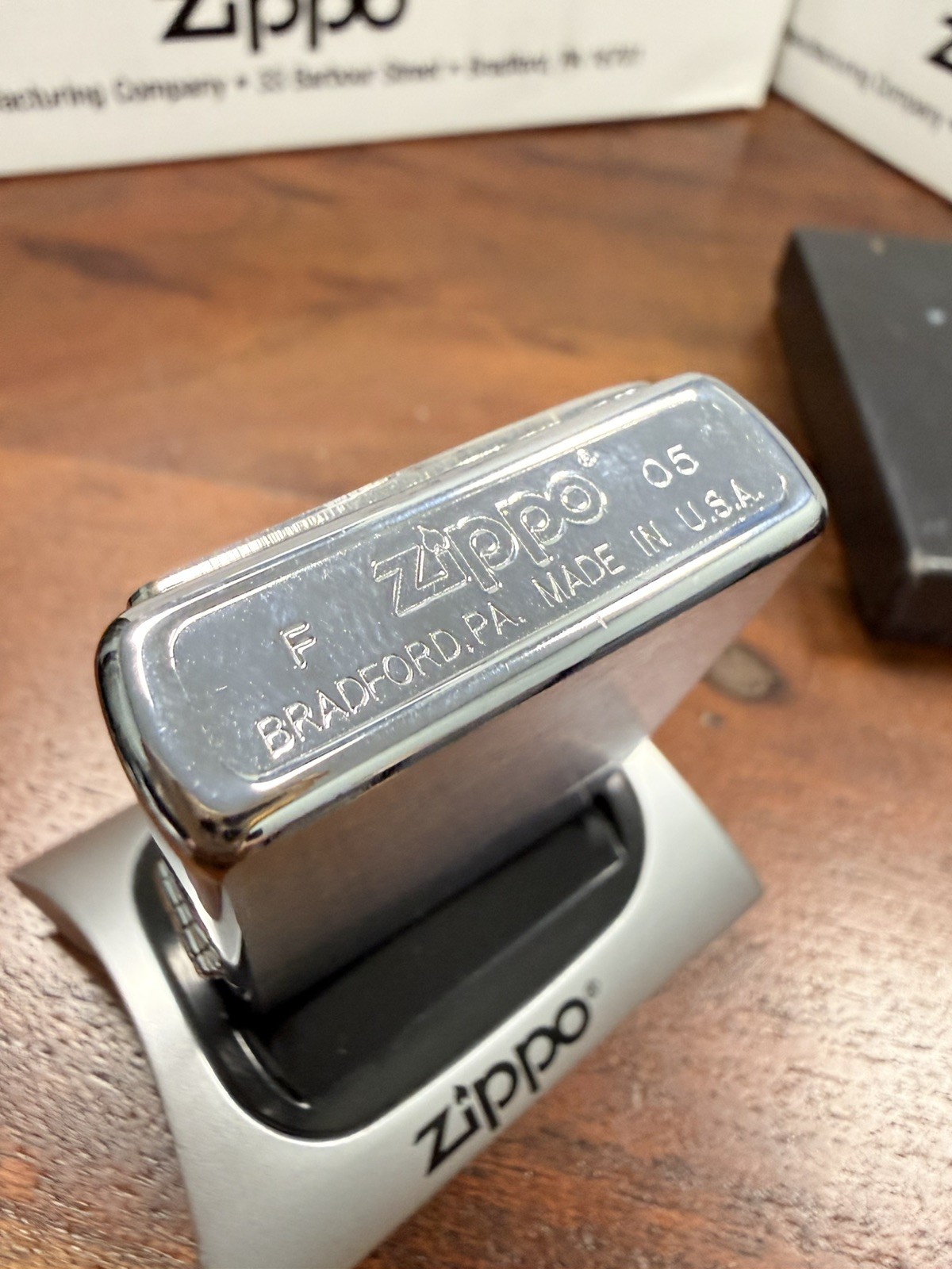 GENUINE Zippo Lighter MELANCHOLY MOON & STARS Brushed Chrome 2005 NEW IN BOX