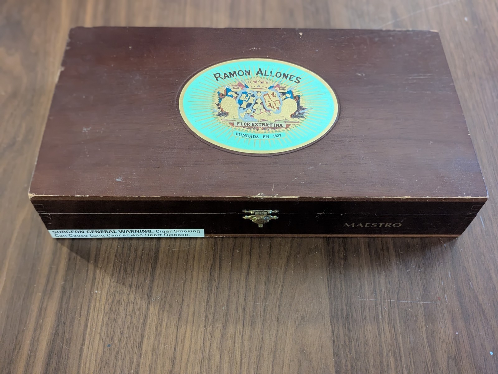 Vintage Ramon Allones Maestro Empty Wooden Cigar Box Storage Display Case