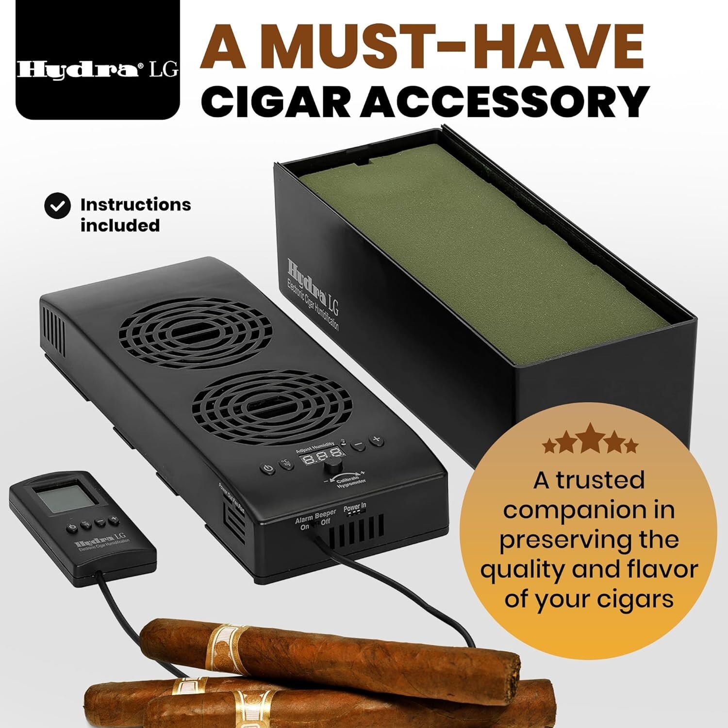Hydra-LG Commercial Series Electronic Cigar Humidifier with LED Display Black