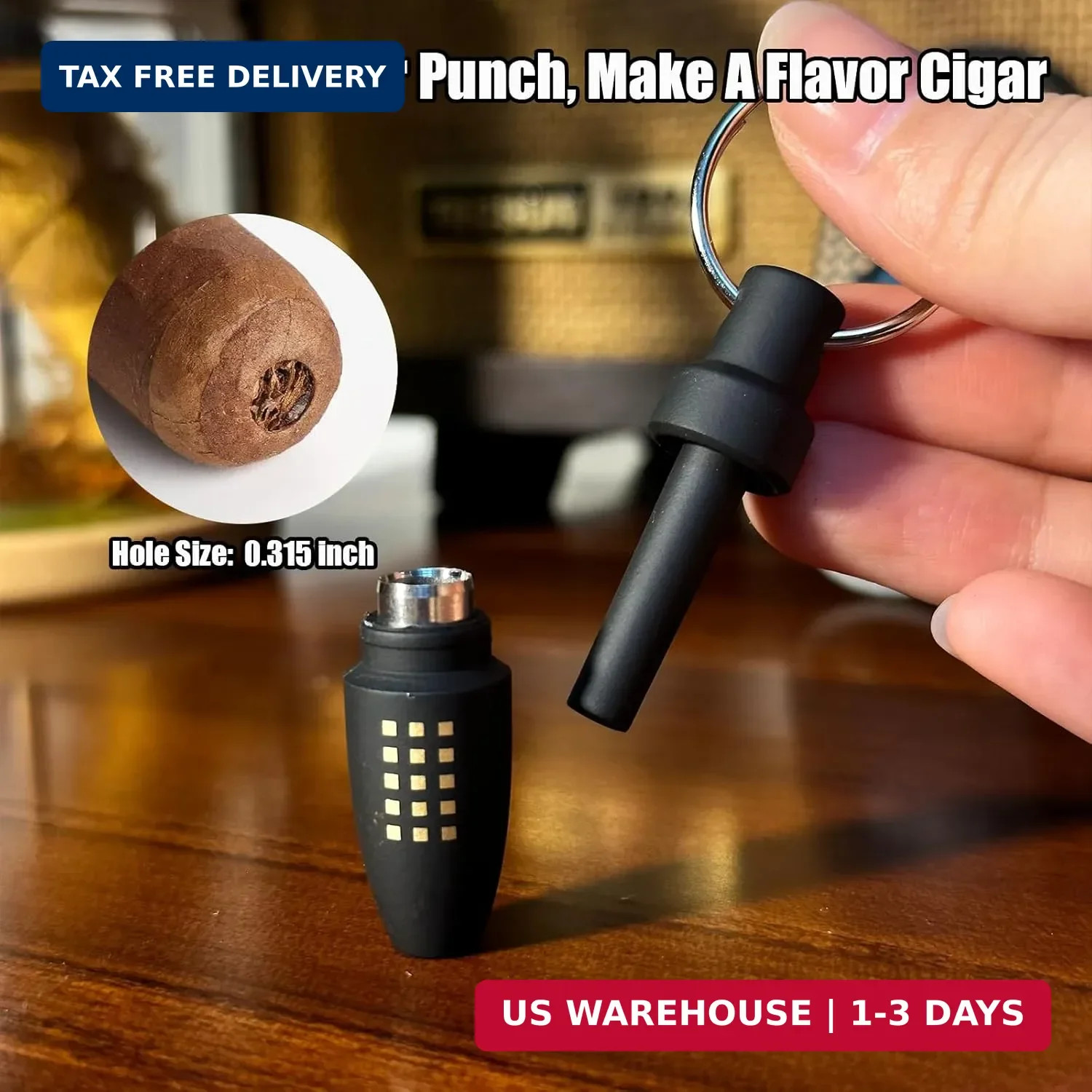 Cigar Cutter Set Straight V Punch Multi Functional Stainless Steel Portable