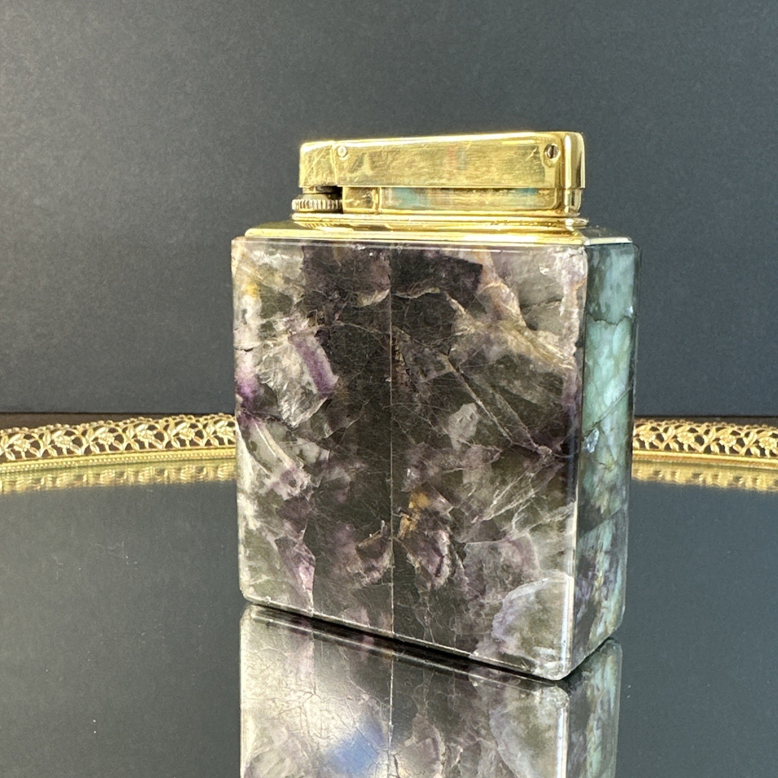 Rowenta Fluorite Table Lighter Germany Rare Not Tested Vintage Stone Art Deco