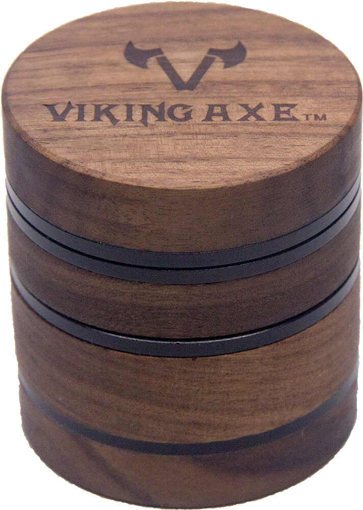 2.5” 4 Piece Walnut Solid Wood Metal Herbal Herb Spice Grinder Crusher Black