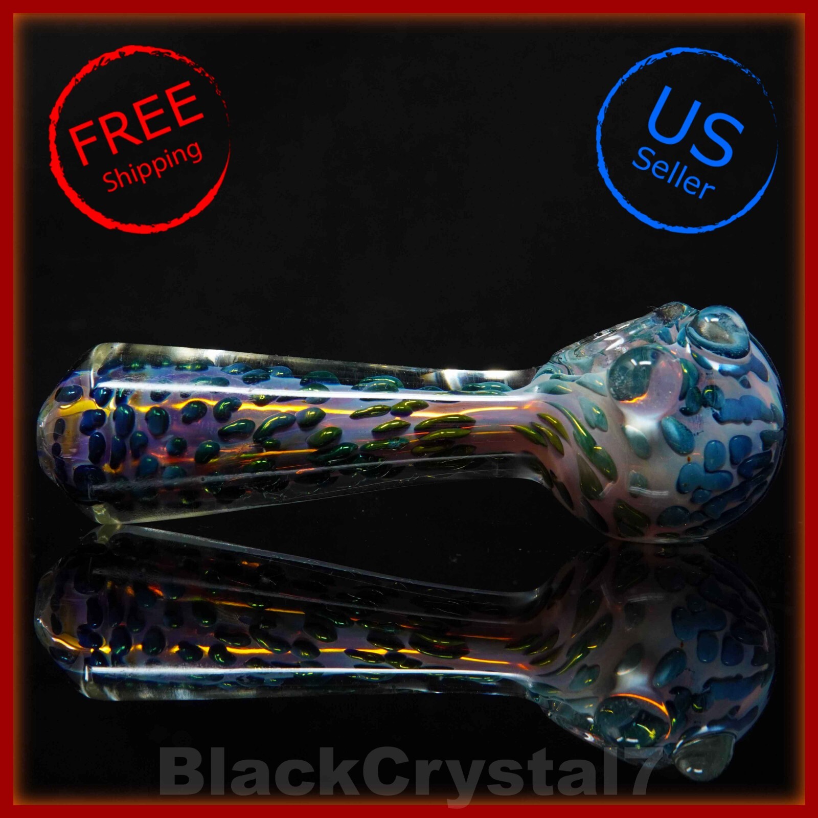 5″ Handmade Blue Metal Fresh Berry Fizz Bubbles Tobacco Smoking Bowl Glass Pipes