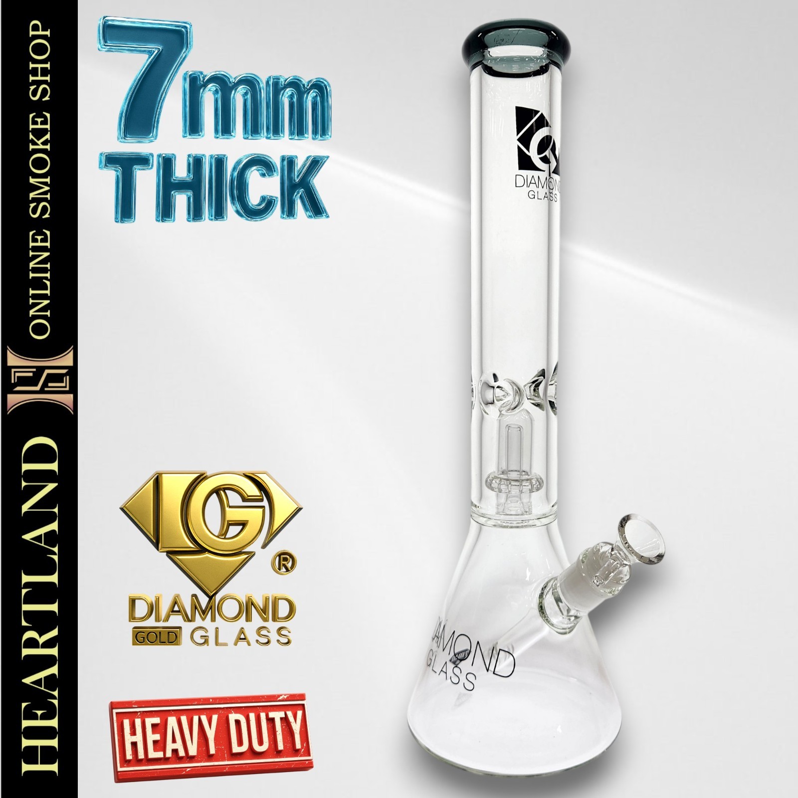 16″ Diamond Beaker Bong High Quality 7mm Thick Glass Water Pipe | SHOWER PERC