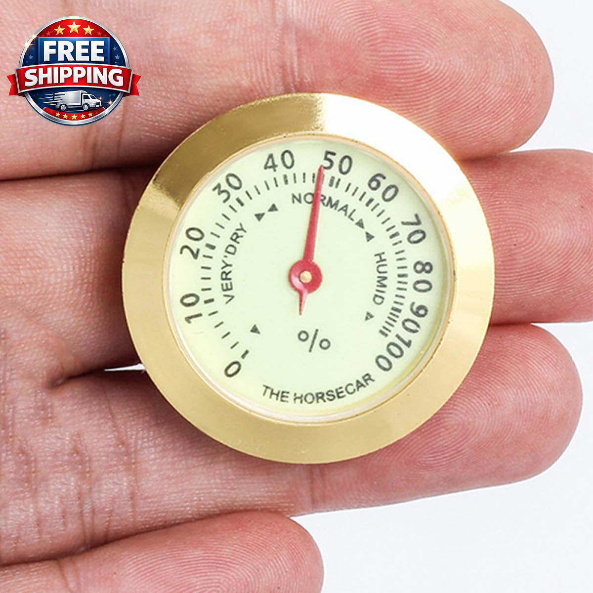 2Pcs Small Mechanical Analog Hygrometer for Cigar Humidor with Luminous Dial, Ac