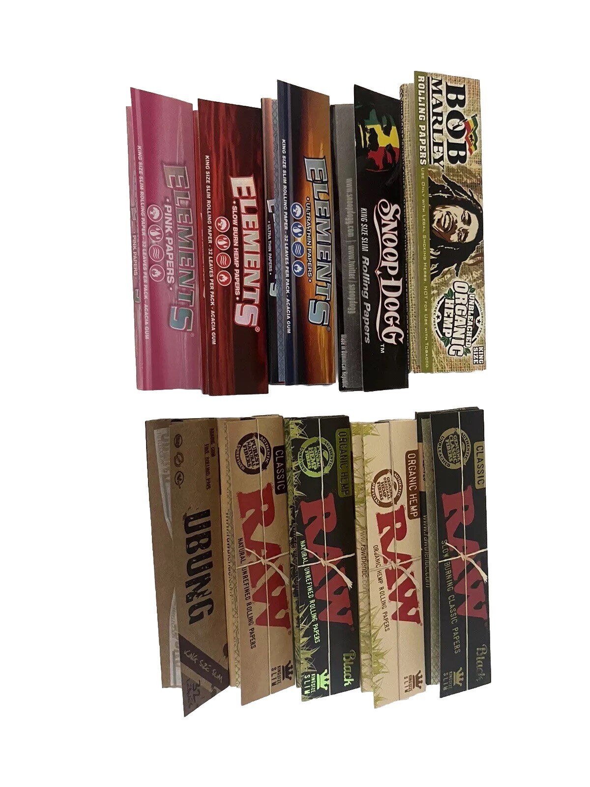 Rolling papers King size Pack(Raw/Elements/Marley/Snoop/Ubung) 10-ct /330-sheets