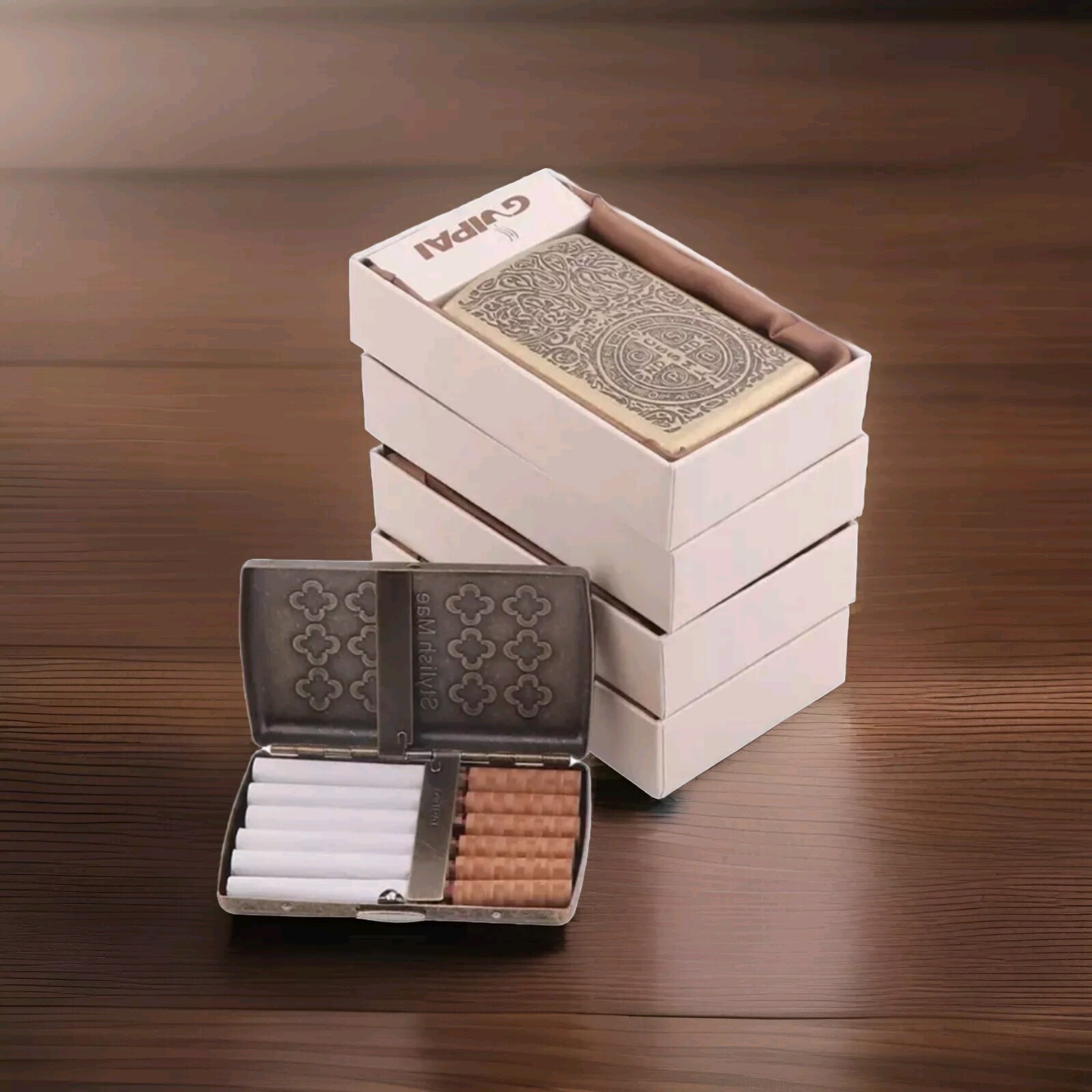 Vintage Design Cigarette Case Double Sided Portable Holder Box M12