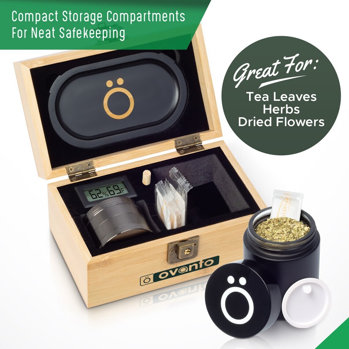 Premium Locking Stash Box Kit | Bamboo Storage Chest with Movable Tray Gift Set