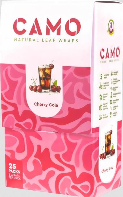 Camo Natural Leaf Wraps – (Cherry Cola) 125 Wraps Box