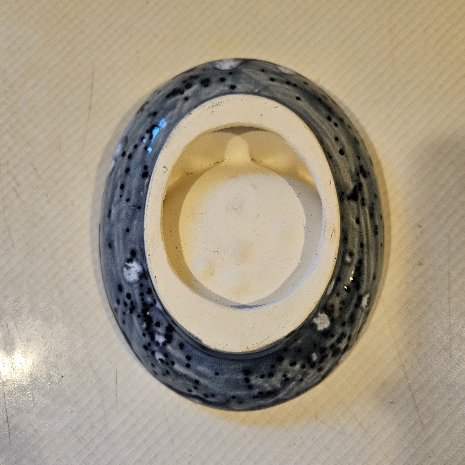 Ceramic Ashtray Speckled Blue Oval
