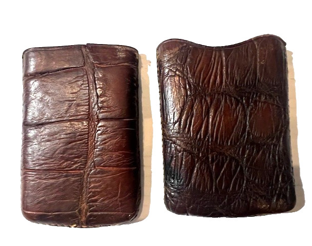 Vintage English Antique Victorian Crocodile Leather Travel Cigar Case England