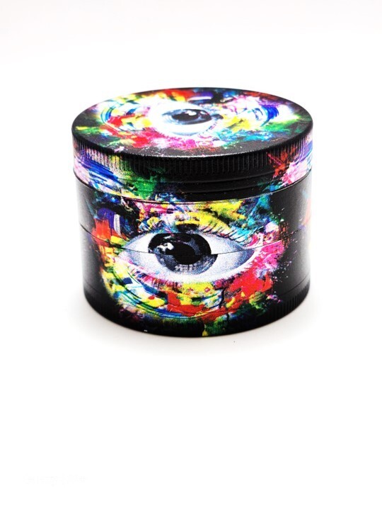 Tobacco Herb Spice Grinder 4 pcs Alloy Smoke Metal 1.5 in- Crusher EYES Design