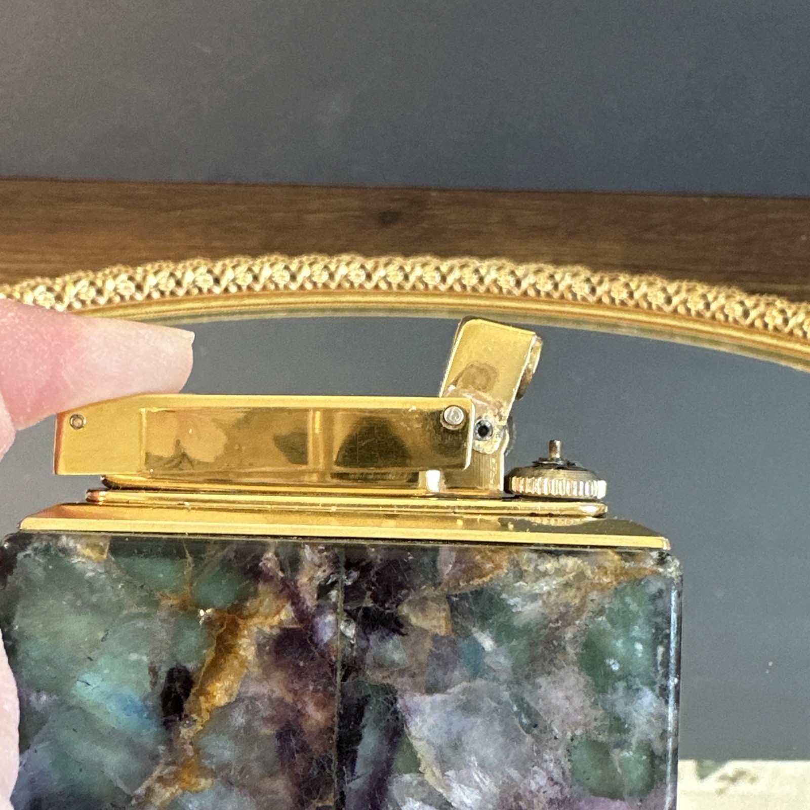 Rowenta Fluorite Table Lighter Germany Rare Not Tested Vintage Stone Art Deco
