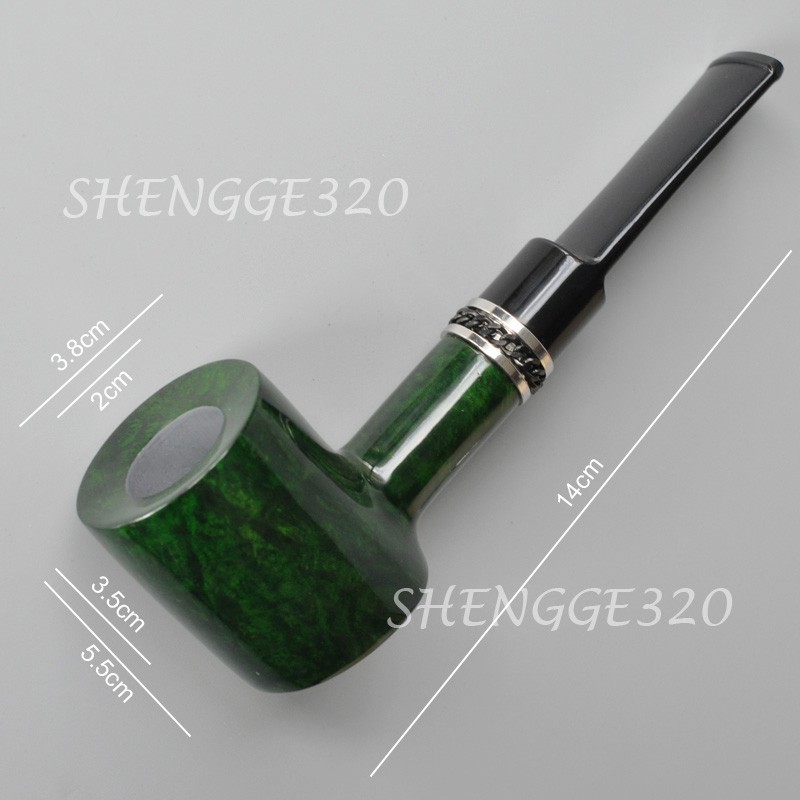 Handmade Briar Root Wooden Tobacco Pipe Poker Green Color Filter Free Large Size