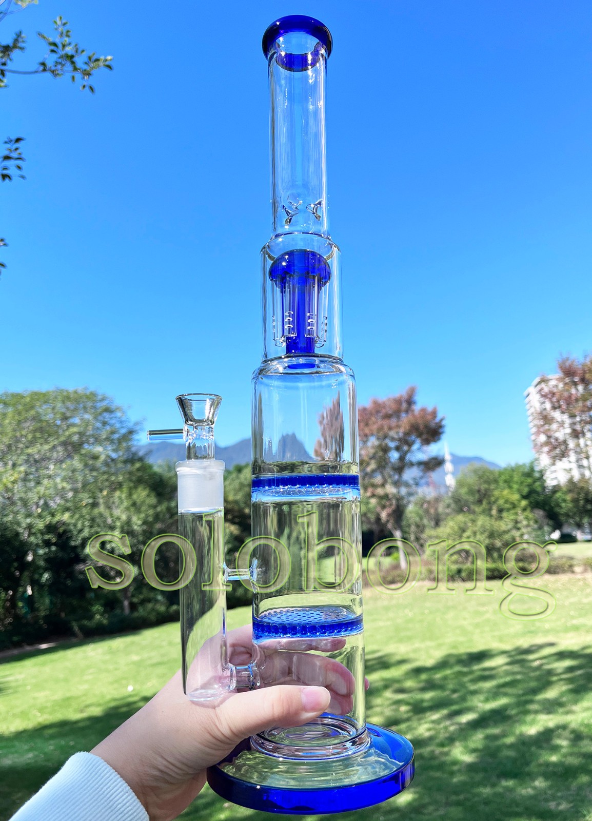 17” Heavy Glass Bong Smoking Hookah Thick Percolate Water Pipe Beaker 14mm Bowl