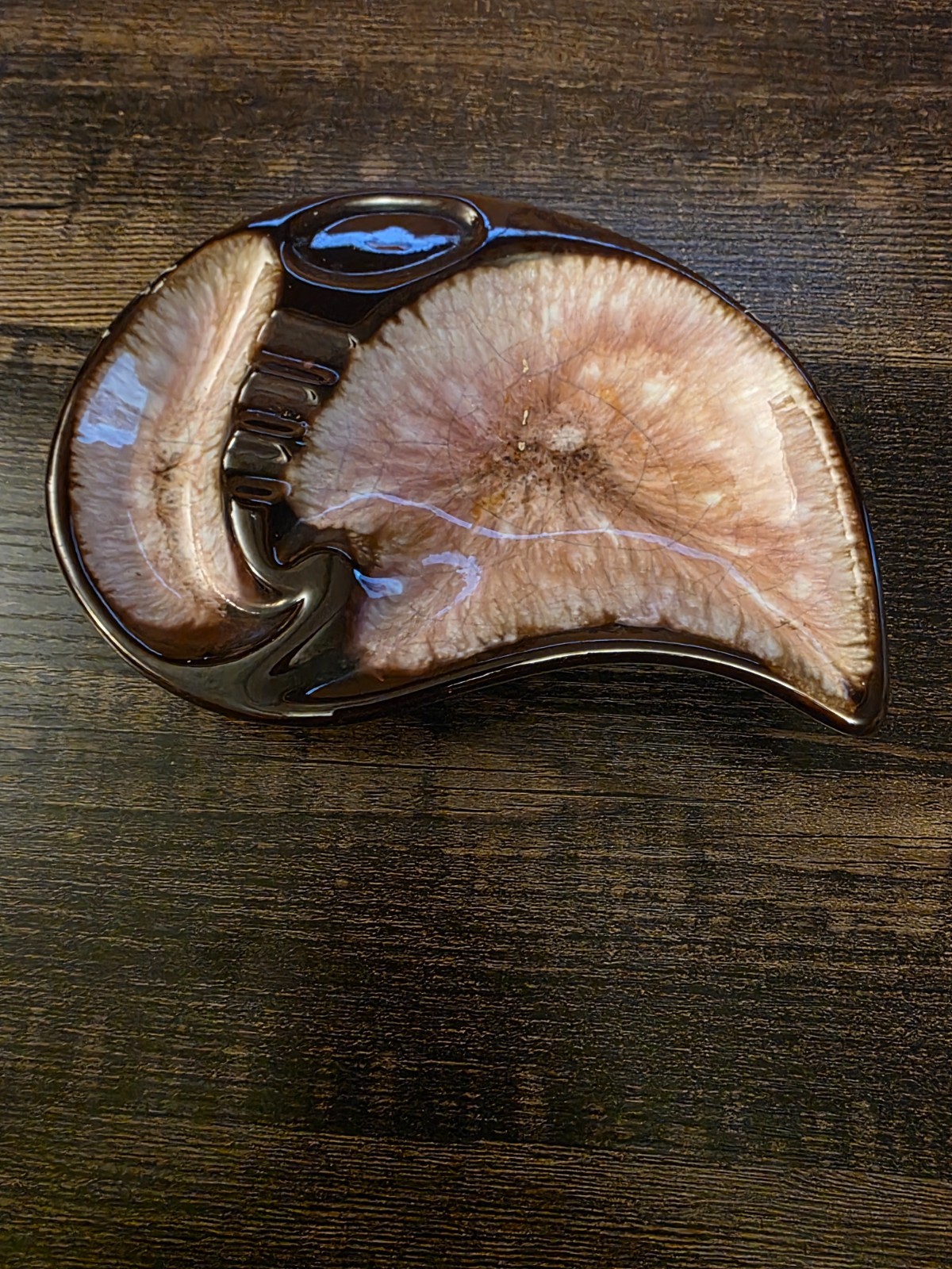 Ceramic Swirl Ashtray Brown Drip W Cream Color – 6 1/2 inch