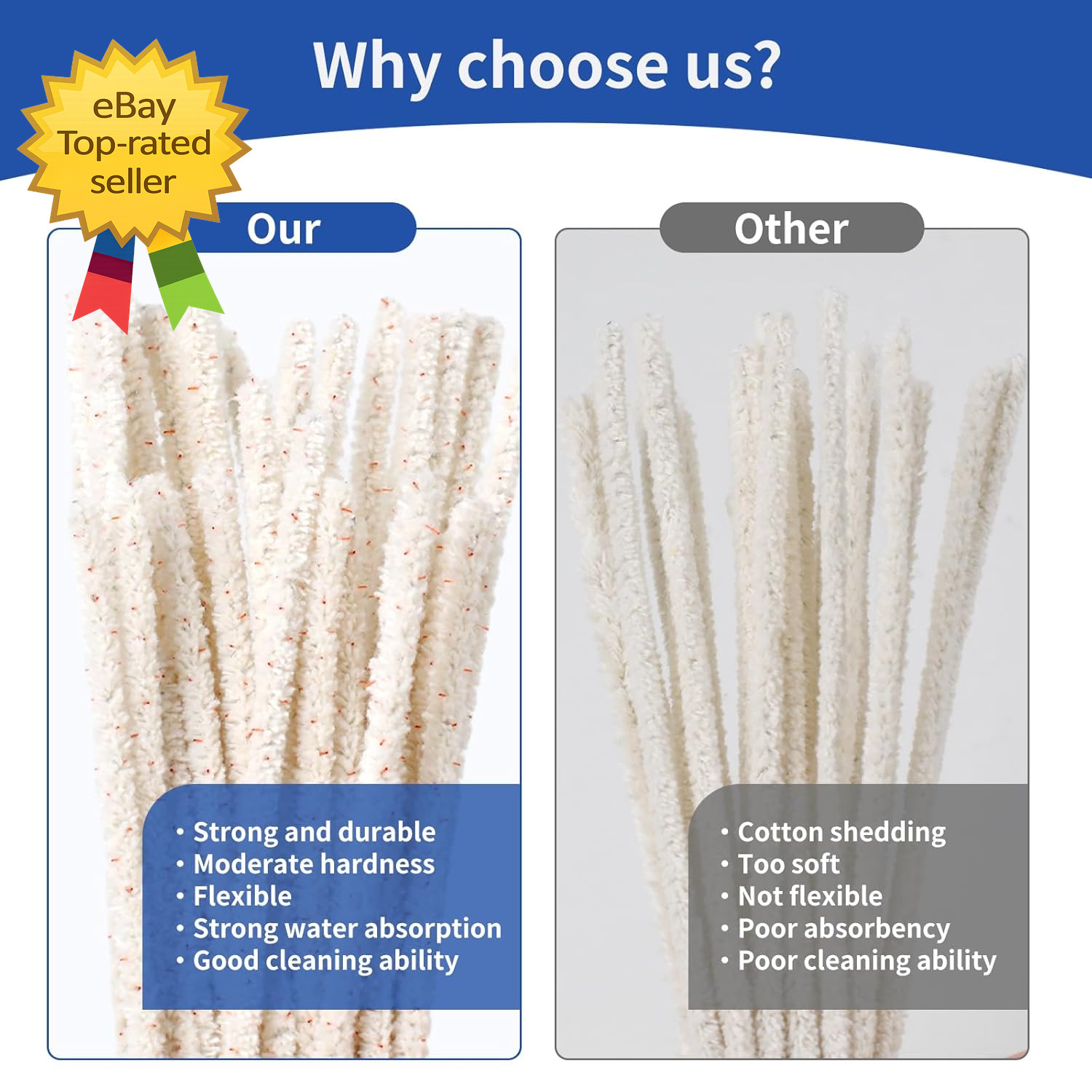 300 Pack Pipe Cleaners Pipe 6 Inch Pipe Cleaners Bulk Cotton and Plastic Pipe Cl