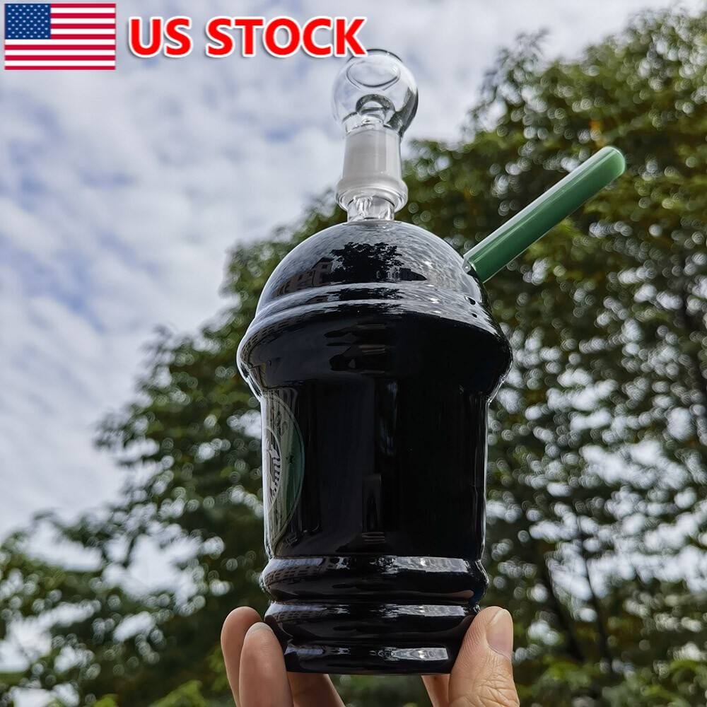 8inch Smoking Glass Bong Black Coffee Cup Hookah Portable Water Pipe W/ Bowl