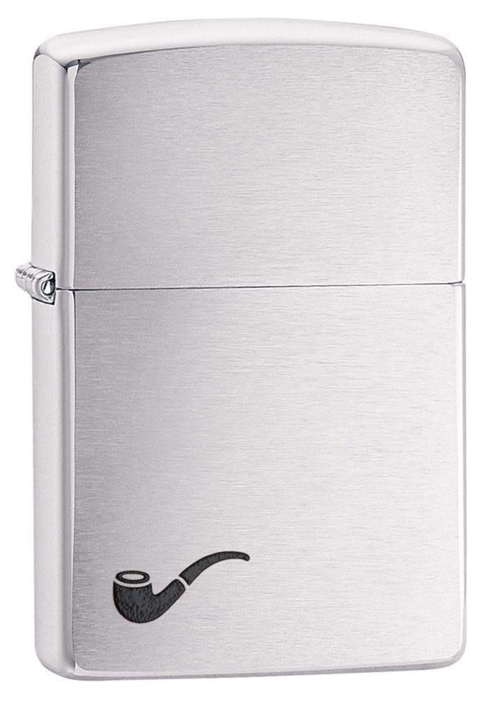 Brushed Chrome Black Pipe Lighter for Unisex Adults – Perfect for Smoking & Coll