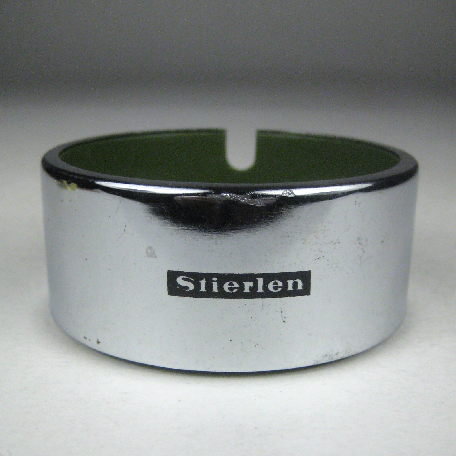 Stierlen Ashtray Patent Date 1978 Green Silver Size 1.25 x 2.75 inches