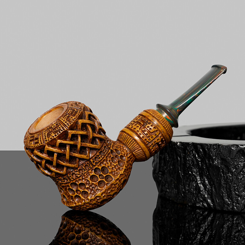 Handmade Carved Tobacco Pipe Briar Wooden Freehand Pipe Rustic Pipe Ebonite Stem