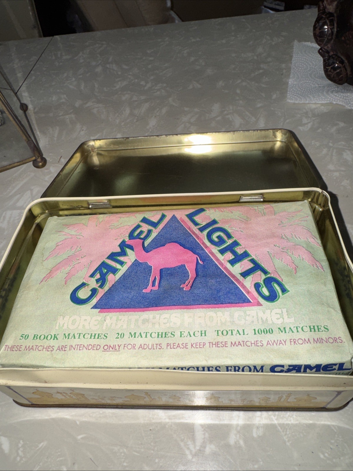 Very Vintage Camel Cigarette Tin Metal Original Box Rectangle With Over 1000