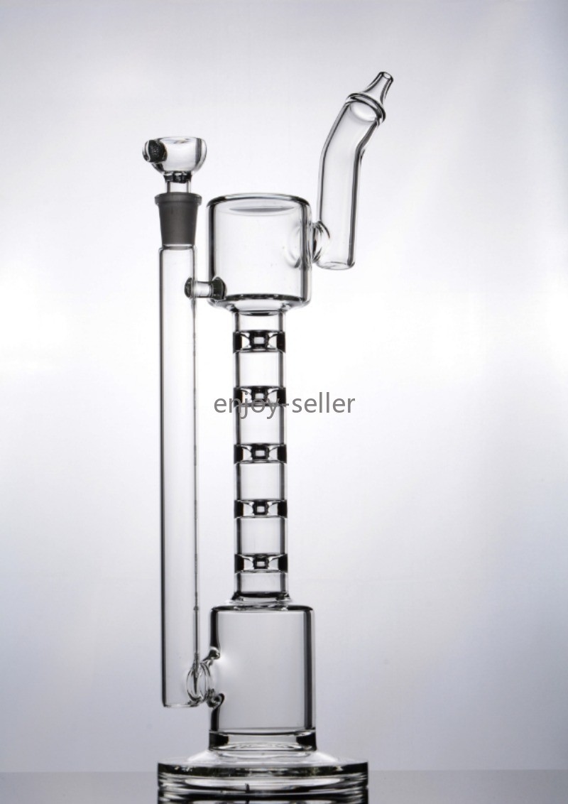 slender Retro Perc Glass Water Pipe bong Sidecar Hookah recycle Smoking Rig 14mm