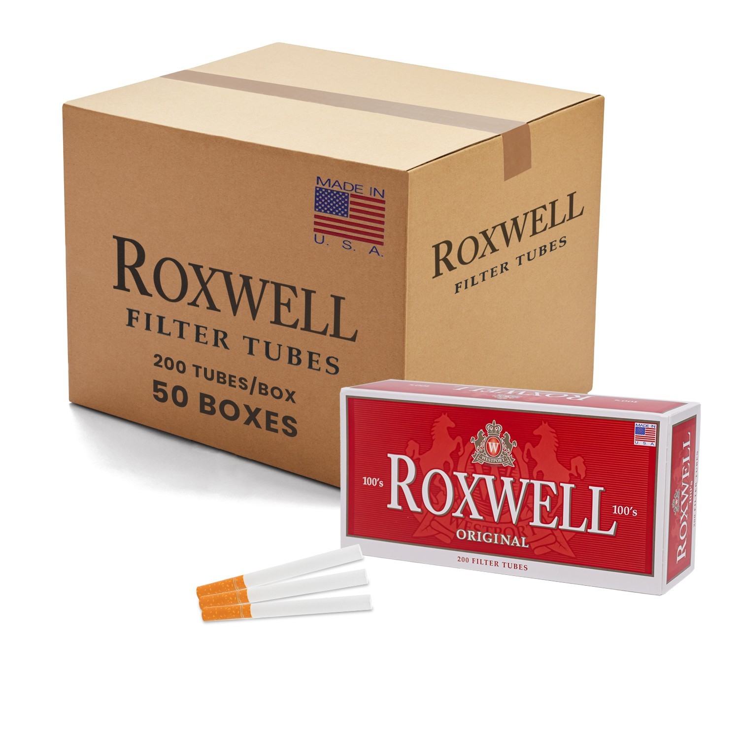 Roxwell Cigarette Tubes 100s Size Red Original Cigarette Filter Tubes 400Ct