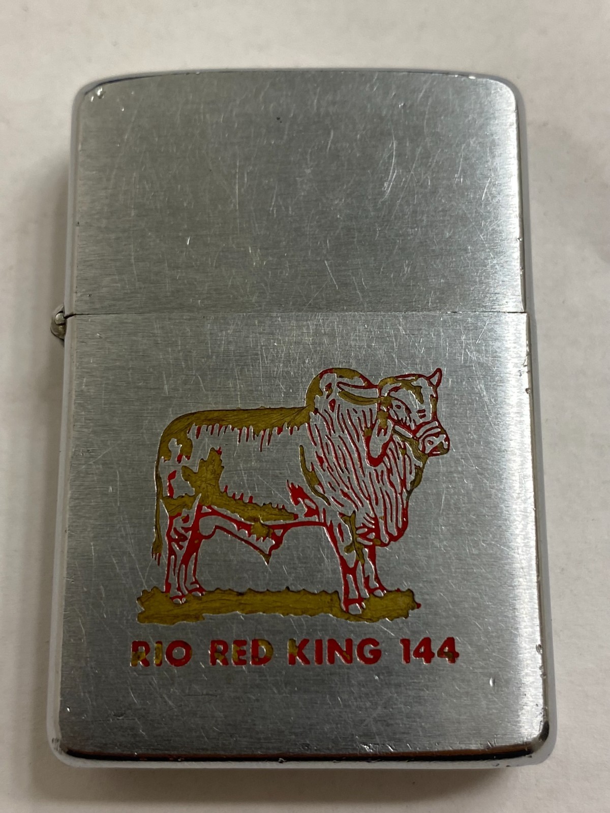 1961 Rio Red King 144 Cherokee Ranch TX. Brahman Bull Zippo Lighter Pat. 2517191